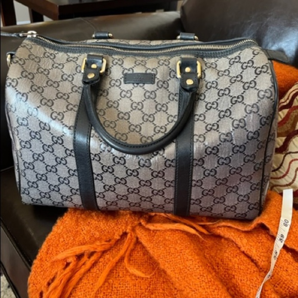 Authentic . A classic style bag  Gucci pewter Monogram Bag
